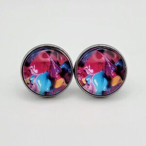 Pink Swirl Stud Earrings